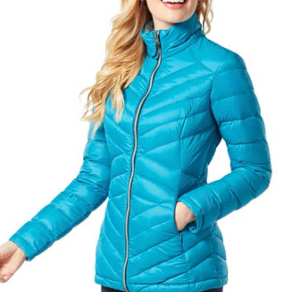 Kenneth Cole Reaction | Women's Teal Blue Quilted Puffer Jacket | L